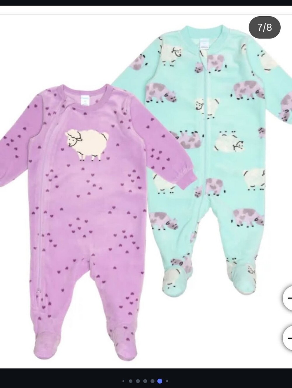 18 Months Pekkle Kids One-Piece Sleeper - Purple and Aqua Sheep Print E3